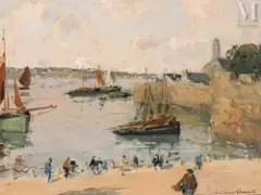 Port by Paul Émile Lecomte, Huile sur panneau, sold Mar 2025