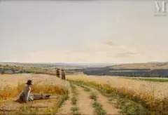 Dans les champs by Jan Monchablon, Huile sur toile d'origine, sold Mar 2025