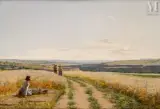 Dans les champs by Jan Monchablon, Huile sur toile d'origine, sold Mar 2025