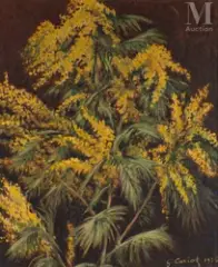 Mimosa by Gustave Cariot, 1935, Huile sur toile d'origine, sold Mar 2025