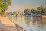 Pont sur la Seine à Paris, Passerelle de l'Institut by Gustave Cariot, 1935, Huile sur toile d'origine, sold Mar 2025