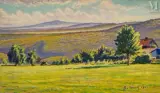 Vue de paysage montagneux by Gustave Cariot, 1946, Huile sur panneau, sold Mar 2025