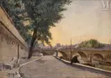 Les quais by Gustave Madelain, Huile sur toile d'origine, sold Mar 2025