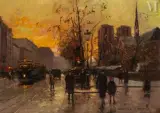 Vue de Notre Dame au couchant by Édouard Cortès, Huile sur toile, sold Mar 2025
