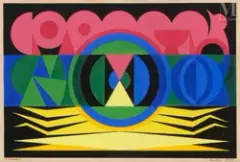 Aoum by Auguste Herbin, 1944, Gouache sur papier, sold Mar 2019