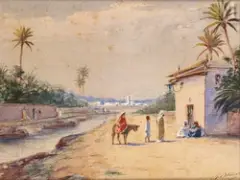 L'Oasis de Gabes by Marcel Blairat, Aquarelle sur papier, sold Sep 2017