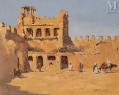 Fortin aux cigognes, Taroudant by Carlos Abascal, Huile sur panneau une planche non parqueté, sold Sep 2017
