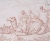 Chamelier au repos by Louis Endres, Sanguine sur papier, sold Sep 2017