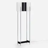 Floor lamp by Paul Mayén, c. 1965, enameled steel, chrome-plated brass, acrylic, sold May 2023