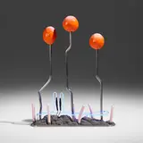 Gol Gol by Jonathan Trayte, 2017, stainless steel, gravel, glazed ceramic, neon, sold May 2023
