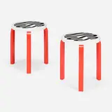 Untitled (Kiss), Stool 60, pair by Barbara Kruger, 2020, enameled wood, sold May 2023