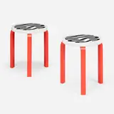 Untitled (Kiss), Stool 60, pair by Barbara Kruger, 2020, enameled wood, sold May 2023
