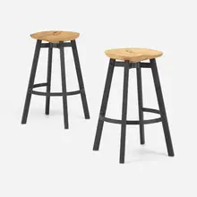 SU stools, pair by Oki Sato, 2014, powder coated stainless steel, oak, sold May 2023