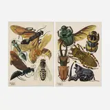 Two works from the Insects portfolio by Emile Allain Séguy, 1928, pochoir in colors, sold May 2023
