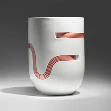 Ruban Vase Red by Pierre Charpin, 2008, glazed porcelain, sold May 2023