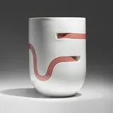 Ruban Vase Red by Pierre Charpin, 2008, glazed porcelain, sold May 2023