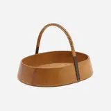 Nut bowl by Carl Auböck, 1944, wood, patinated brass, cane, sold May 2023