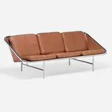 Sling sofa, model 6832 by George Nelson & Associates, 1963, chrome-plated steel, leather, rubber, sold May 2023