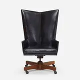 Executive Swivel chair, model 6002 by Paul McCobb, 1955, leather, walnut, sold May 2023