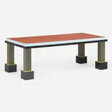 Palm Springs dining table by Ettore Sottsass, 1984, root burl, Abet laminate, sold May 2023