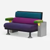Lido sofa by Michele de Lucchi, 1982, laminate over wood, lacquered wood, enameled steel, upholstery, sold May 2023