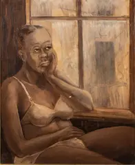 Portrait of an African American Woman in Front of a Window by Virginia L. Curry, Oil on Canvas, offered Mar 2023