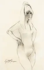 Woman Standing by Anthony Scornavacca, Pastel, offered Mar 2023