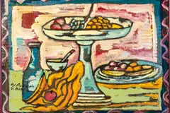 Still Life of Fruit by Rudolph Bostic, Oil on Cardboard, offered Mar 2023