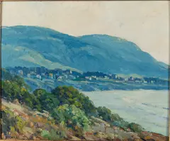 The Village Under the Hill, Carmel, CA by George J. Stengel, Oil on Board, offered Oct 2022