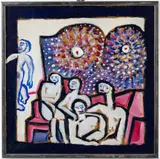 Untitled, 5 Figures by Larry Connatser, 1969, Acrylic on Board, offered Oct 2022