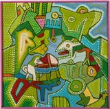 Piano Dwarf by Larry Connatser, Acrylic on Board, offered Oct 2022