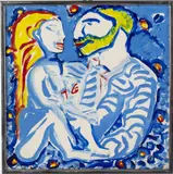 Untilted, 2 Figures by Larry Connatser, 1969, Acrylic on Board, offered Oct 2022