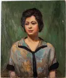 Portrait of a Woman by Christopher Murphy Jr., Oil on Board, offered Oct 2022