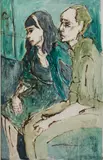 Joan and Jim by Myrtle Jones, 1965, Oil and Polymer on Board, offered Oct 2022