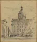 Savannah City Hall by Christopher Murphy Jr., 1928, Pencil, offered Oct 2022