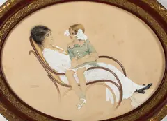 Illustration of Mother and Daughter in a Rocking Chair by Raphael Kirchner, Gouache on Paper, offered Oct 2022