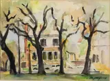 Savannah Victorian House by Myrtle Jones, Watercolor, offered Oct 2022