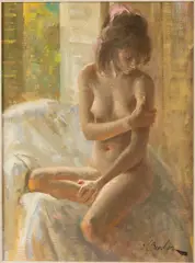 Seated Nude Woman by Joseph Bowler, Oil on Canvas, offered Oct 2022