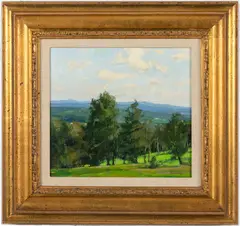 Green Landscape by Michael B. Karas, Oil on Board, offered Oct 2022