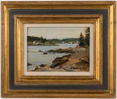 Waterfront Landscape by Michael B. Karas, Oil on Board, offered Oct 2022