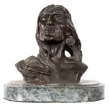 BronzeCharles Marion Russell (1864 - 1926) by Charles Marion Russell, Bronze"Sleeping Thunder"SignedOn a marble plinth8 1/2in (21cm) h. 8 1/2in (21cm), offered Sep 2024