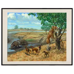 illustrator'Miocene Era Habitat Group, North America' by Michael Rothman, acrylic on archival paperSigned in margin l/rProvenance: Bonhams, offered Aug 2024