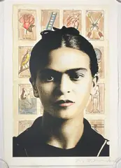 Richard Duardo Hand Painted Multiple Signed 2010 Frida Kahlo. Hand painted by Richard Duardo, serigraph, Frida Kahlo. On rag paper, in excellent condition. Embossed with Seri, offered Aug 2021
