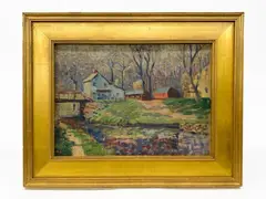 Untitled by Wine, oil on canvas board farm house, offered Mar 2021