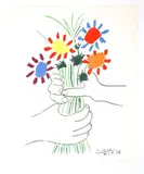 Main aux Fleurs AKA Bouquet of Peace. Print on paper by Pablo Picasso, Pencil, offered Aug 2020