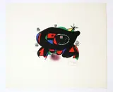 Abstract composition print on lightly textured paper by Joan Miró, Pencil, offered Aug 2020