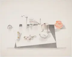 Still Life with Orange Bowl by John Moore, 1980, lithograph, offered Jun 2023
