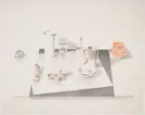 Still Life with Orange Bowl by John Moore, 1980, lithograph, offered Jun 2023