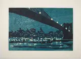 Brooklyn Bridge by Richard Bosman, 1996, Woodcut in colors, offered Jun 2023
