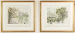 Along the Grand Canal Amsterdam, Holland by Hans V. Figura, Etching, offered Mar 2023